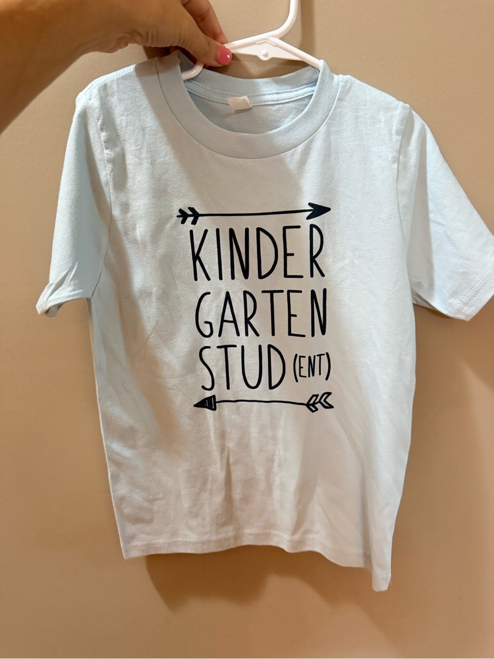 Kindergarten Stud Back to School Graphic Kids T-Shirt - Light Blue NWOT